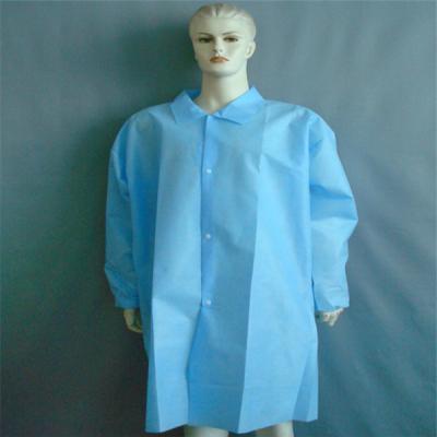 China With tie/magic stick on neck and waist nonwoven disposable lab coat/visitor coat/unisex lab coat for sale