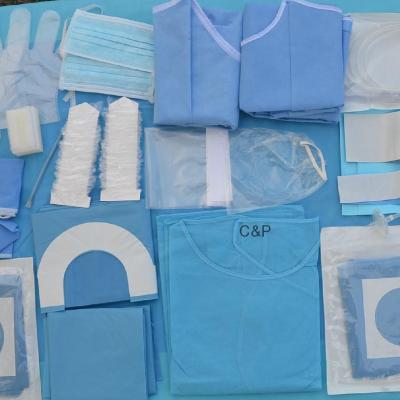 China Blue Standard SMS Pack Ophthalmic Disposable Surgical Sterile Eye Drape Mading Kits for sale