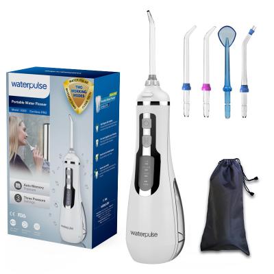 China Automatic Pressure Memory Waterpulse V500 Irrigator Portable Oral Massage GUMS Water Flosser with 4 JET Tips for sale