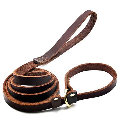 China Custom Engraved Genuine Cow Leather Dog Collar and Leash for sale