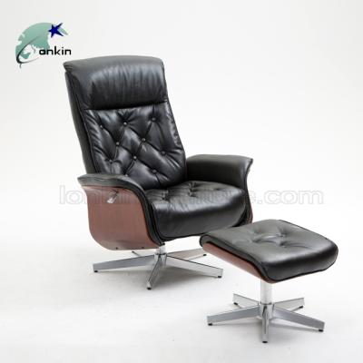 China High End Leisure Chair Black Recliner Sofa With Ottoman PU Leather Recliner Chair for sale