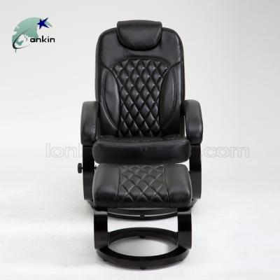 China Wholesale Black Multi-position Trend Wooden Base Leather Chair China Market Extended Recliner Leather Recliner Chair With Footstool for sale