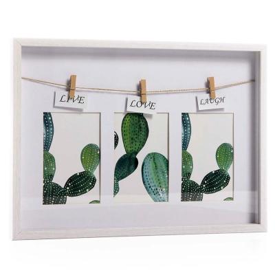 China Fashionable style home decorative unique photo natural wooden dunelm wall frames family bases peg box frame clothesline photo frame for sale