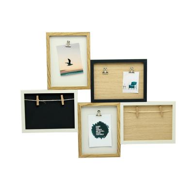 China Fashionable High Quality Wooden Pictures 4*6 Inch Colorful 5 Inch Wall Collage Clip Customized Frame For Home Decoration for sale