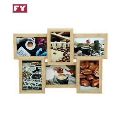 China Fashionable Rustic Combination 5 Color Photos Customized Wooden Collage Photo Frame For Home Decoration for sale