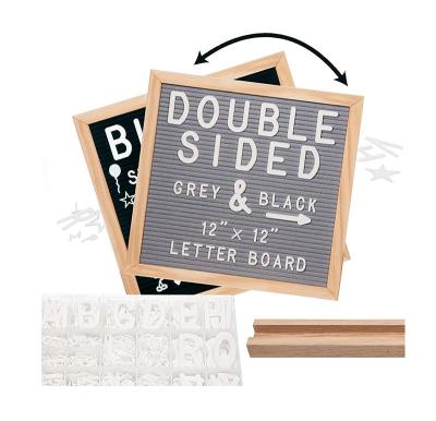 China Europe OEM Rustic Black Wooden Double Sided Felt Letter Board DIY Message Board For Home Decoration Display for sale