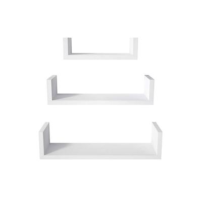 China Eco-friendly DIY Wood U Shape Wall Mounted Free Assembled Floating Shelves For Display Storage for sale