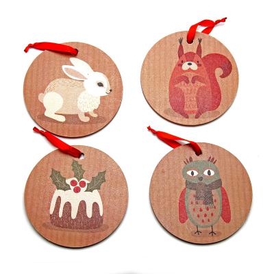 China Christmas Tree Decoration Ornaments Newest Wooden Sign Christmas Round Decoration Board For Christmas Tree Decoration for sale