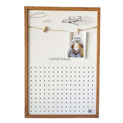 China 2020 fashionable hot sale MDF frame with cork board and white metal board suit to leave notes and more functional message board for sale