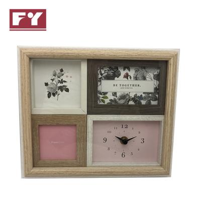 China Europe In Stock 4 Opening Digital Printing Multifunction Photo Frame With Real Clock For Home Use 10pcs Per Carton for sale