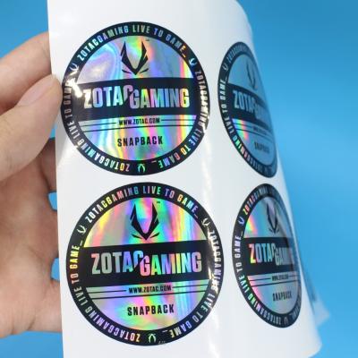 China Custom Customized Holographic Logo Rainbow Effect Hologram Sticker Label Printing Label Holographic Sticker for sale