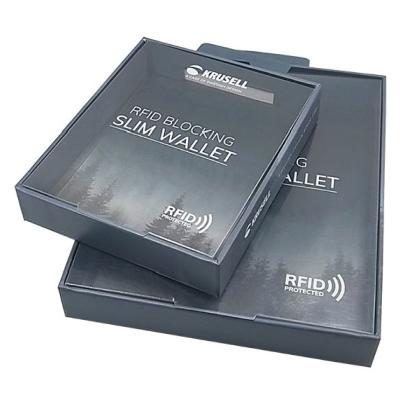 China Disposable Luxury Custom Design Clear RFID Protector Wallet Plastic Packaging Box With Store for sale