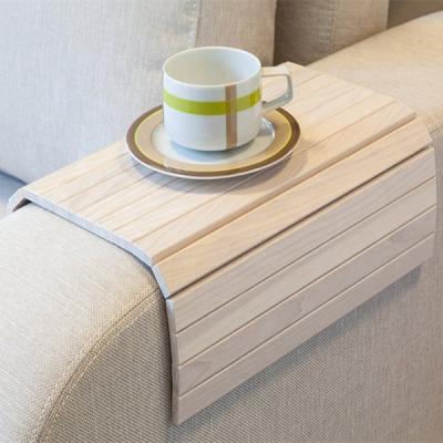 China (Other) White Wood Custom Wholesale Adjustable Sofa Armrest Tray Varnish Table for sale