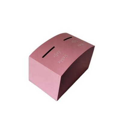 China Wholesale Handmade Popped Silver Top Wooden Bank Box Pink Color Accept Customization Gift Packing Case OEM for sale