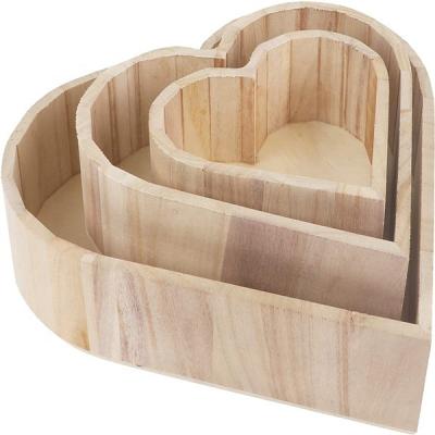 China Sustainable Stylish Wooden Heart Shape Tray Organizer Great for DIY Painting Gift Box Display Wholesale for sale