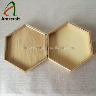 China Recycled Materials Hexagon Shaped Wooden Chocolate Candy Gift Box Customized Logo for sale