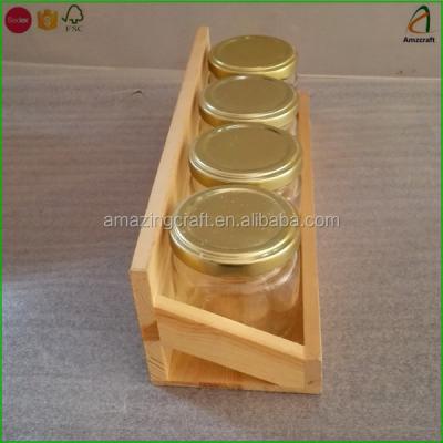 China Viable wholesale pine spice bottle holder wood glass rack for sale