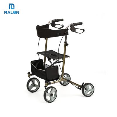 China People With Difficulty Walking High Quality Ralon Mobility Aid Lightweight Folding Steel Rollator Walker Frame For Disabled for sale