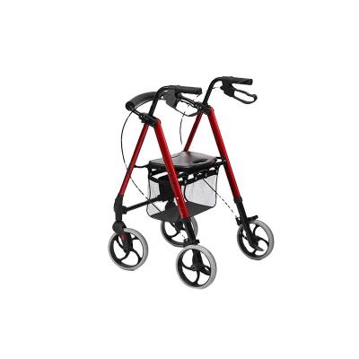 China People with difficulty in walking Ralon 4 wheel rollator rollator high quality lightweight aluminum foldable walker disabled walker with bag for sale