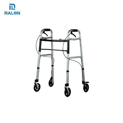 China Ralon Hospital Medical Equipment Frame Folding Aluminum Rollator Walker Step Aid Foldable Rollator Walker With Wheels for sale