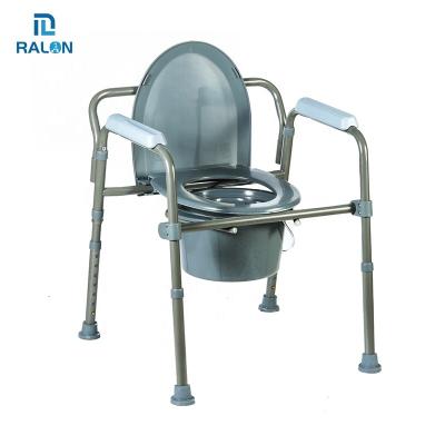 China Lightweight Portable Foldable Steel Toilet Chair Ralon Toilet Chair Medical Commode Chair for sale