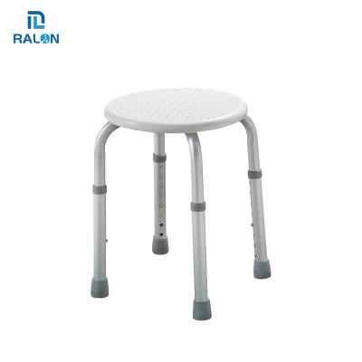 China Round Height Medical Equipment Ralon Bathroom Adjustable Shower Chair Bathroom Aluminum Bath Chairs Shower Stool For Elderly for sale