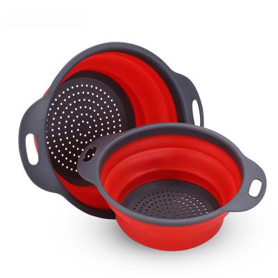 China Kitchen Accessories Retractable Basin Filter Container Fruit Vegetable Drain Basket Folding Home Tools for sale