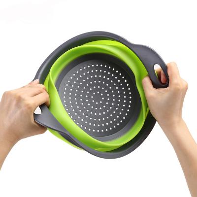 China Collapsible Colander Home Folding Colander Fruit Vegetable Silicone Strainer Basket Drain Food Dish Rack Kitchen Instruments Accessories for sale