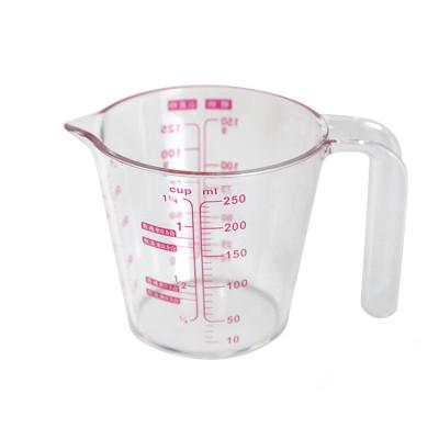 China Kitchen Sustainable Household Plastic Three Meter Scales With Handle 250ml500ml Cooking Tools PS Resin Measuring Cup for sale