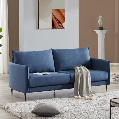 China (Size) Beautiful and Warm Home Decor Adjustable Blue Velvet Fabric Painted Metal Legs Living Room 2 Seater Sofa for sale