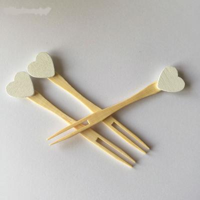 China Easily Cleaned Wedding Bamboo Cocktail Picks Skewer Colorful Hearts Ends 3.5 Inch 9 Cm Length for sale