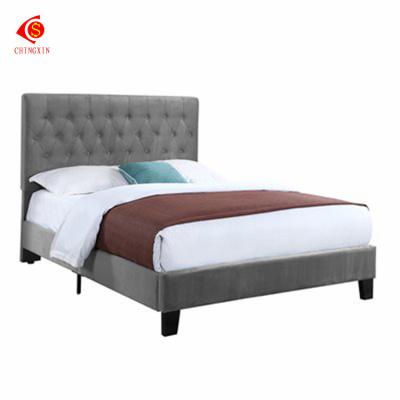 China Button Tufted Wholesale Modern Style Antique Hotel KD Upholstered Fabric Bedroom Furniture Queen Bed for sale