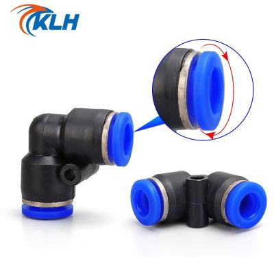 China Building Material Stores KPV Series Wholesale One Touch Quick Connect L Type 90 Degree Pneumatic Air Fitting Tube Pipes Plastic Union Elbow Connector for sale