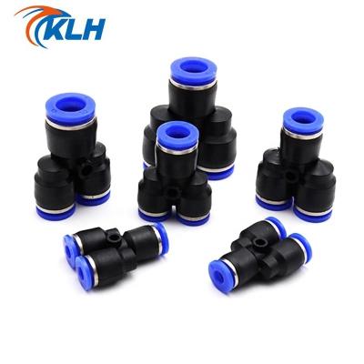 China Building Material Shops KPW-Y Series one touch 3 way reducing air hose tube connector plastic Y type pneumatic quick fitting for sale