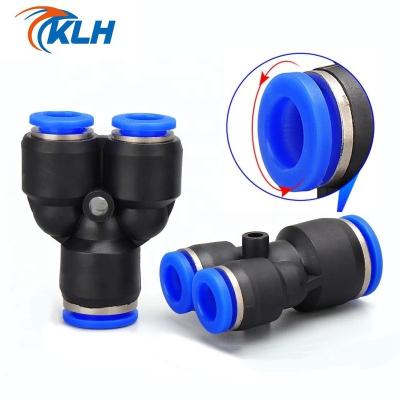 China Building Material Stores PY04/06/08/10/12 KPY Series One Touch 3 Way Union Air Hose Tube Connector Y Plastic Pneumatic Quick Fitting for sale