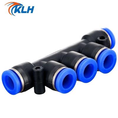 China Building Material Stores KPK Series Push In Connect Tubing Triple Plastic Tubing Unions Pneumatic Unions PU Pipes Air Unions 5 Way Branch Fitting for sale