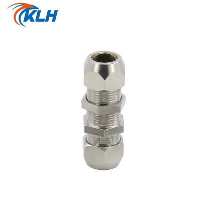 China Building Material Stores Bulkhead Straight Push Brass Oil Pipe Fitting 4 6 8 10 12 14 16mm OD Tube Compression Ferrule Tube Compression Fitting Connector for sale