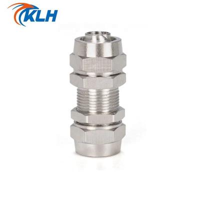 China Building Material Stores KZM Copper Plated Nickel Pneumatic Air Quick Connector For Tube OD 6 Pipe 8 10 Mm Bulkhead Union Quick Joint Connection for sale