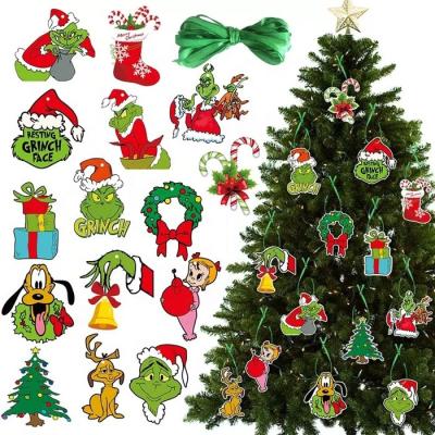 China Christmas Tree Grinch Hanging Tag Christmas Holiday Decorations Christmas Gifts Factory Supply Wallpaper Hanging Tag for sale