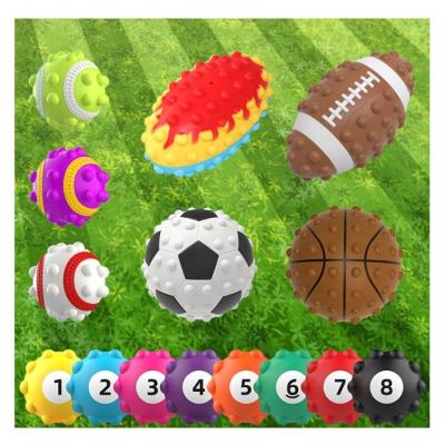 China Toy New design soft push noise ball toy food grade silicone rugby noise ball toy mover noise football for sale