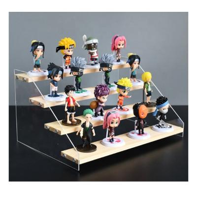 China Modern Customized Wooden Toys Figure Display Stand 2-5 Stages Dolls Toys Models Caricature Character Organizer for sale