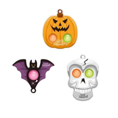 China Pumpkin Bat Finger Key Chain Halloween Gift Decompression Bubble Push Press Pumpkin Key Chain Toy Skeleton Wiggle Person Model for sale