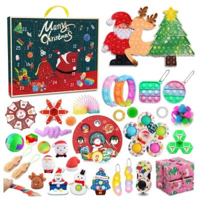 China 2022 Holiday Fun Toys Stir Christmas Adevent Calendar 24 Days Count Down Anti Sensory Noise Stress Toys For Kids Gift Box for sale