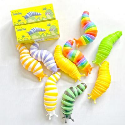 China Multi finger beejay ingot tiktok sensory joint sensory worm snail rainbow toy slug rainbow fidgety person relaxation slug for sale