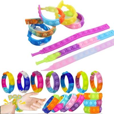 China Wristband Kids Other Educational Toys Silicone Noise Antistress Bubbles Squeeze Sensory Snaps Person Sensory Wristband Wrist Strap for sale