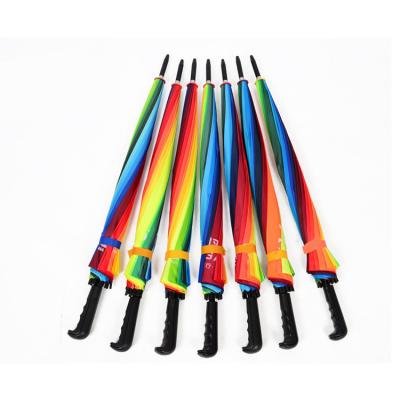 China Promotional Rainbow Color Casual Wholesale Market 16k Stick Rain Upright Umbrella for sale