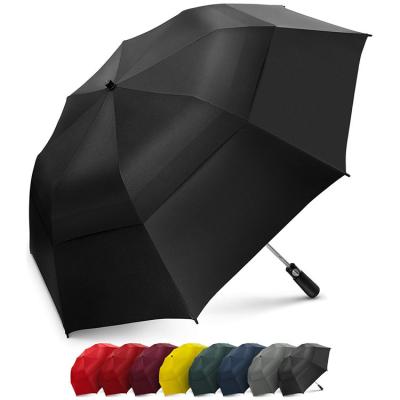 China Casual Heavy Duty Fiberglass Shaft Double Vented Windproof Golf Umbrella With Logo Prints for sale