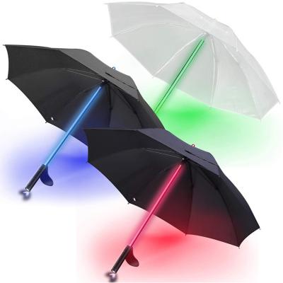 China CLASSIC LED Laser Sword Light Up Flashing Golf Umbrellas with 7 Color Changing Shaft for sale