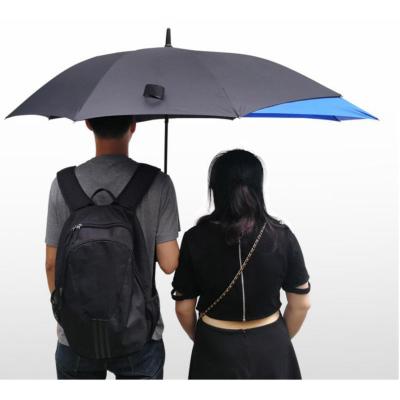 China Modern Unique Two Side Expandable Backpack Golf Long Handle Automatic Open Straight Expandable Promotional Umbrella for sale