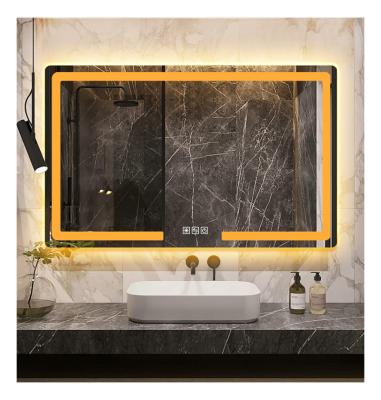 China 2021 LED Modern Rectangular Illuminated Bathroom Mirror Touch Sensor Smart LED Bath Backlit Mirror for sale